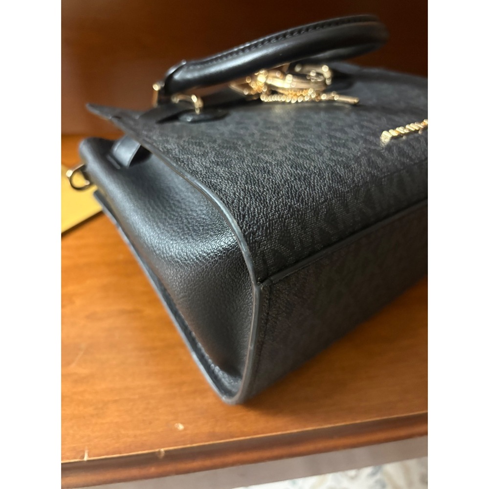Michael‎ Kors Hamilton Signature Coated Canvas Satchel Black Lock Bag - Picture 6 of 9